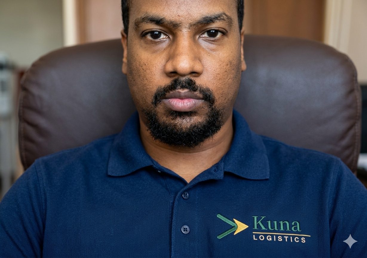 A Kuna Logistics team member in a navy branded polo